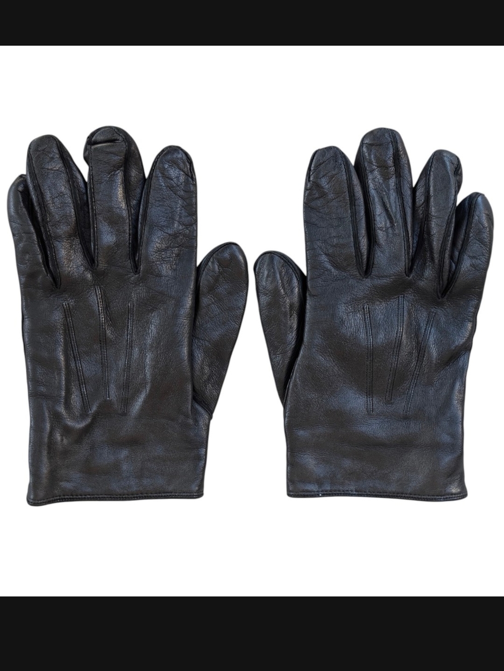 Coach Men's Black Leather Cashmere Lined Gloves